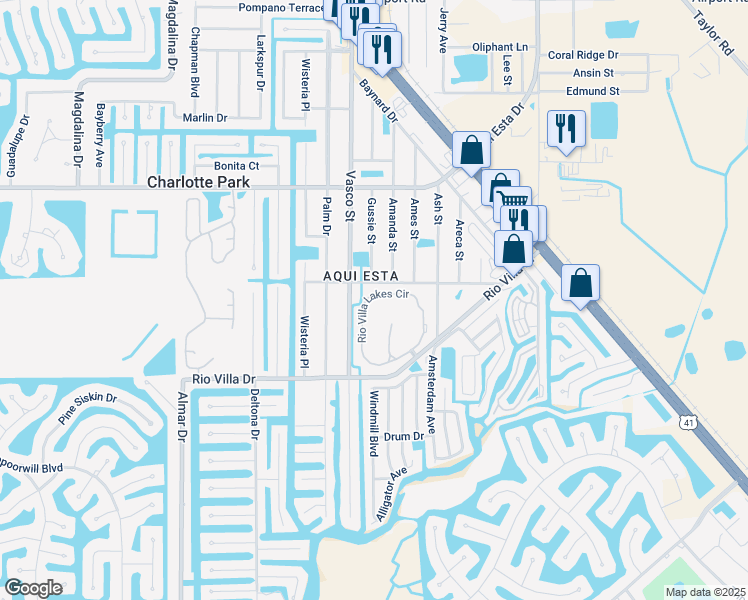 map of restaurants, bars, coffee shops, grocery stores, and more near 3622 Vasco Street in Punta Gorda