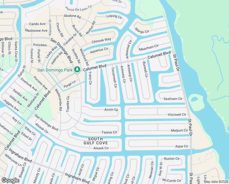 map of restaurants, bars, coffee shops, grocery stores, and more near 8285 Tecumseh Circle in Port Charlotte