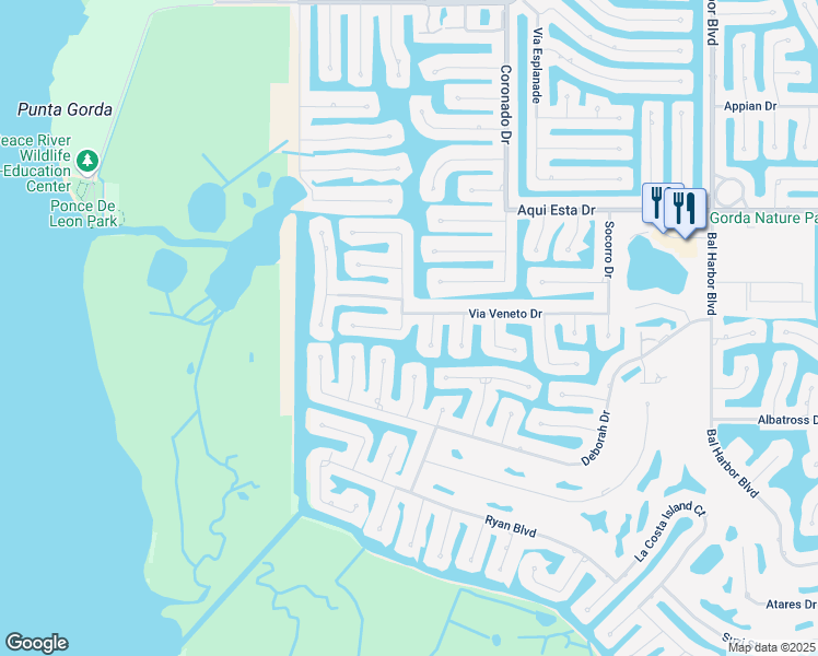 map of restaurants, bars, coffee shops, grocery stores, and more near 1318 San Mateo Drive in Punta Gorda