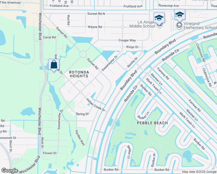map of restaurants, bars, coffee shops, grocery stores, and more near 221 Sunset Road in Rotonda West