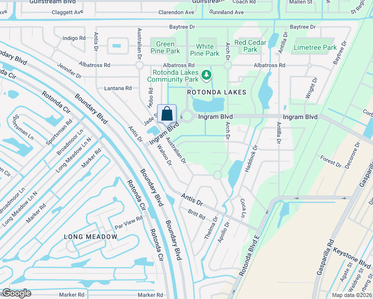 map of restaurants, bars, coffee shops, grocery stores, and more near 215 Australian Drive in Rotonda West