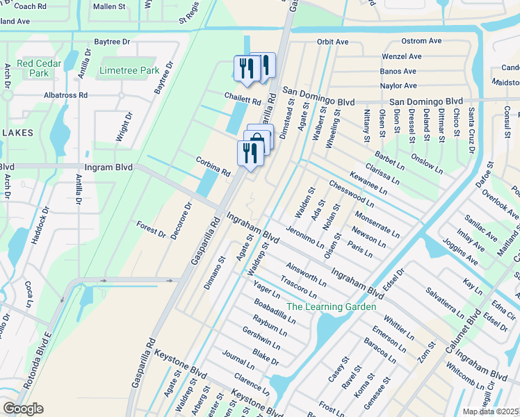 map of restaurants, bars, coffee shops, grocery stores, and more near 13300 Ingraham Boulevard in Port Charlotte