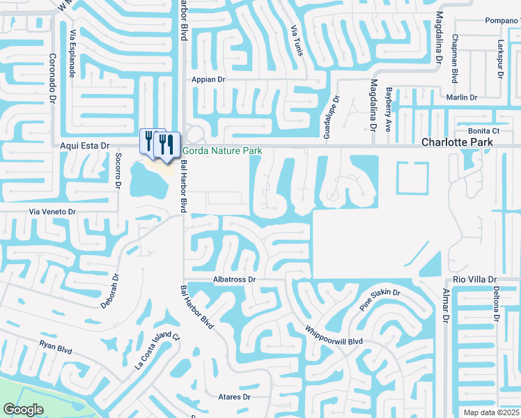 map of restaurants, bars, coffee shops, grocery stores, and more near 3335 Purple Martin Drive in Punta Gorda
