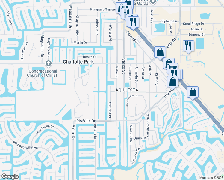 map of restaurants, bars, coffee shops, grocery stores, and more near 3522 Wisteria Place in Punta Gorda
