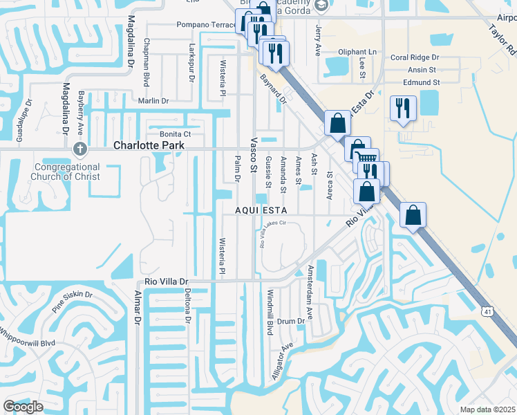 map of restaurants, bars, coffee shops, grocery stores, and more near 3510 Gussie Street in Punta Gorda
