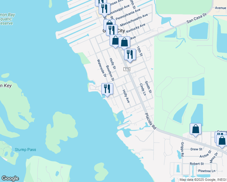 map of restaurants, bars, coffee shops, grocery stores, and more near 3131 Waterside Drive in Englewood