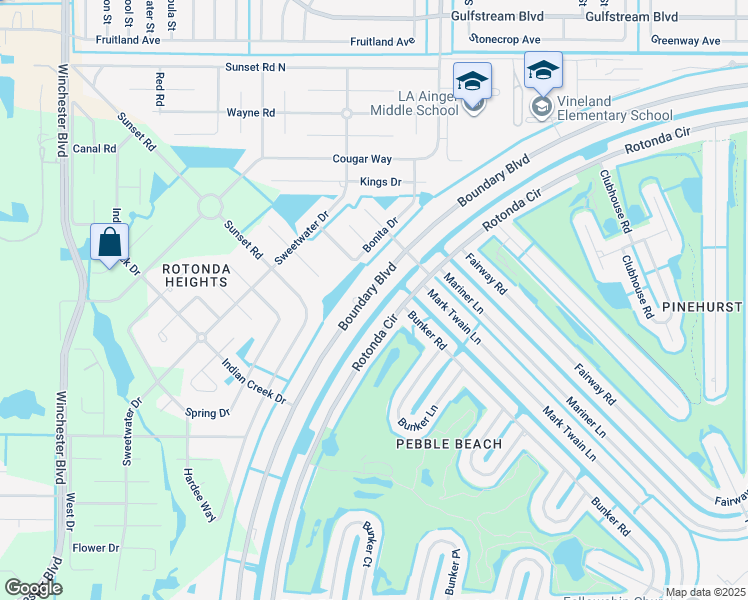 map of restaurants, bars, coffee shops, grocery stores, and more near 338 Boundary Boulevard in Rotonda West