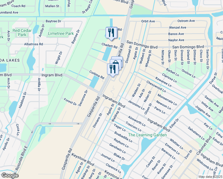 map of restaurants, bars, coffee shops, grocery stores, and more near 13300 Ingraham Blvd in Port Charlotte