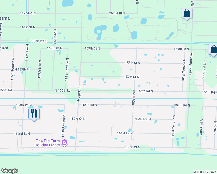 map of restaurants, bars, coffee shops, grocery stores, and more near 10701 Sandy Run Road in Jupiter