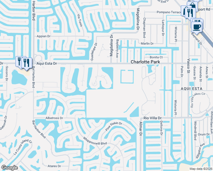 map of restaurants, bars, coffee shops, grocery stores, and more near 3256 White Ibis Court in Punta Gorda