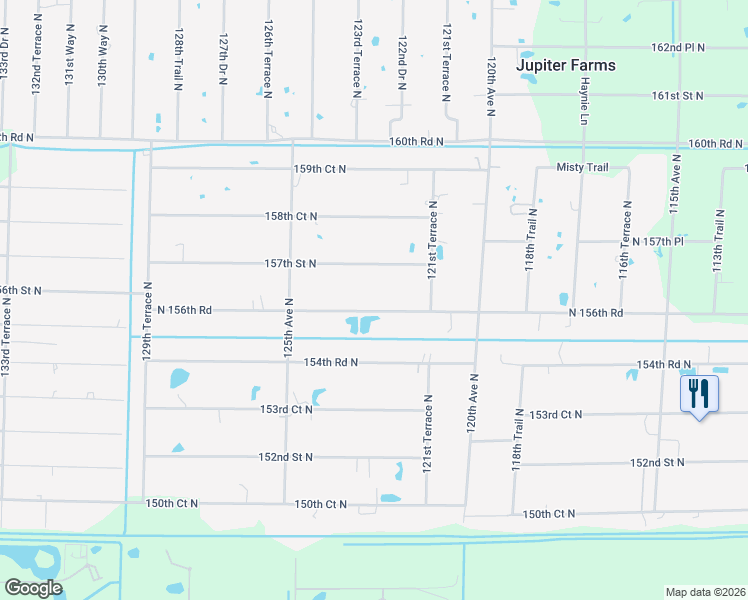 map of restaurants, bars, coffee shops, grocery stores, and more near 12295 Sandy Run Road in Jupiter