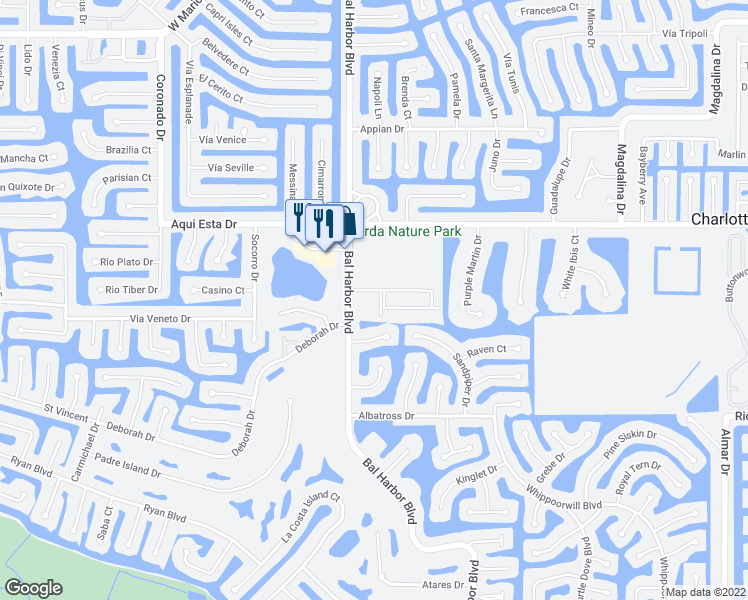 map of restaurants, bars, coffee shops, grocery stores, and more near 2002 Bal Harbor Boulevard in Punta Gorda