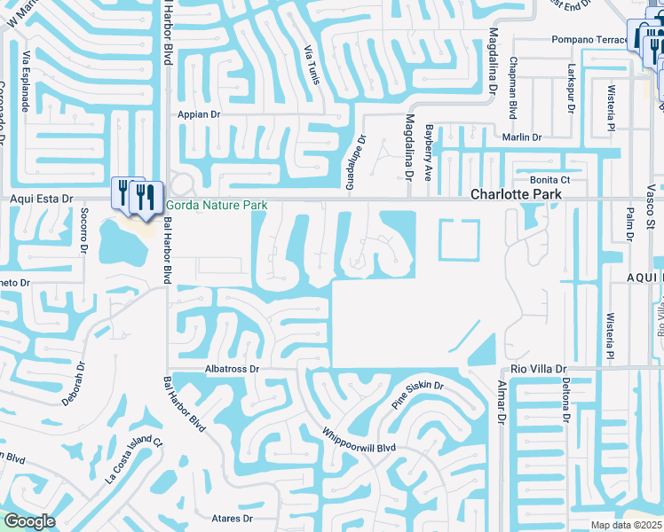 map of restaurants, bars, coffee shops, grocery stores, and more near 3329 Woodthrush Drive in Punta Gorda