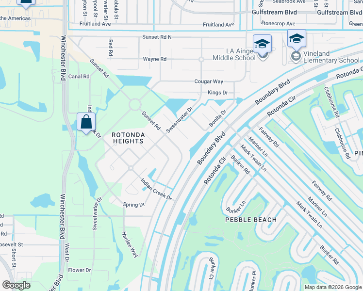 map of restaurants, bars, coffee shops, grocery stores, and more near 233 Sunset Road in Rotonda West