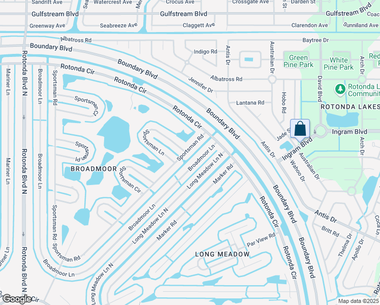 map of restaurants, bars, coffee shops, grocery stores, and more near 245 Sportsman Road in Rotonda West