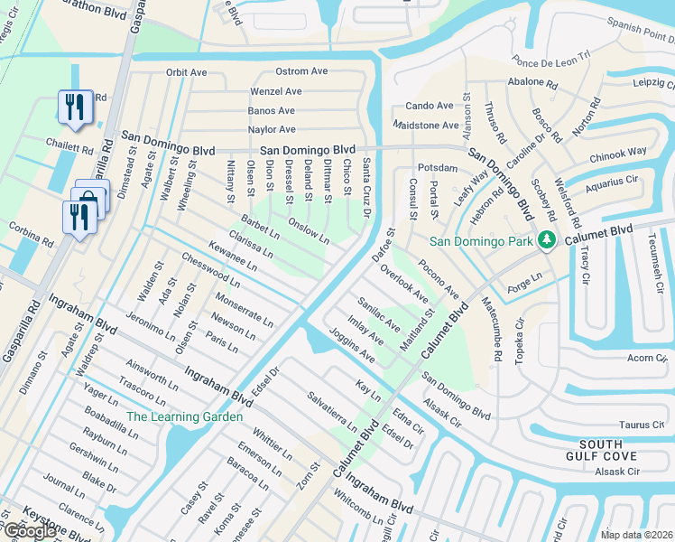 map of restaurants, bars, coffee shops, grocery stores, and more near 8354 Santa Cruz Drive in Port Charlotte