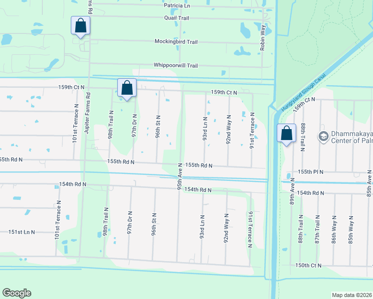 map of restaurants, bars, coffee shops, grocery stores, and more near 15628 95th Avenue North in Jupiter