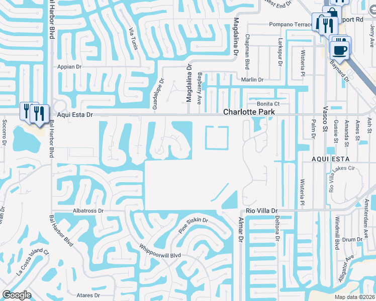 map of restaurants, bars, coffee shops, grocery stores, and more near 1354 Rock Dove Court in Punta Gorda