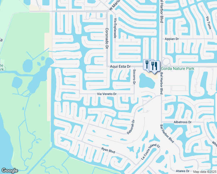 map of restaurants, bars, coffee shops, grocery stores, and more near 1226 Coronado Drive in Punta Gorda