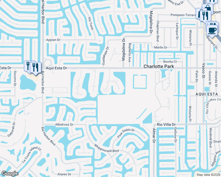 map of restaurants, bars, coffee shops, grocery stores, and more near 3256 White Ibis Court in Punta Gorda