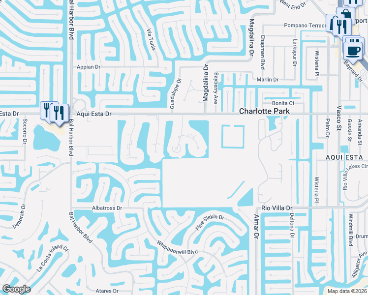 map of restaurants, bars, coffee shops, grocery stores, and more near 3256 White Ibis Court in Punta Gorda
