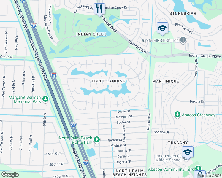 map of restaurants, bars, coffee shops, grocery stores, and more near 236 Sparrow Point in Jupiter