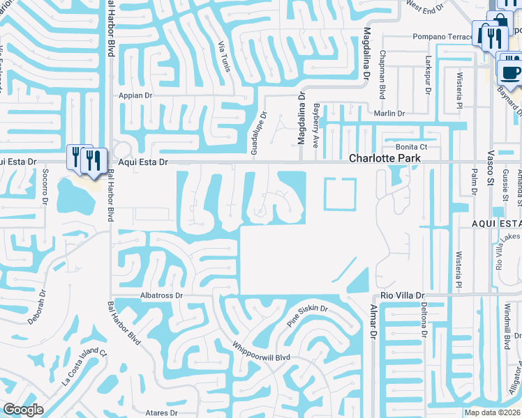 map of restaurants, bars, coffee shops, grocery stores, and more near 3252 White Ibis Court in Punta Gorda