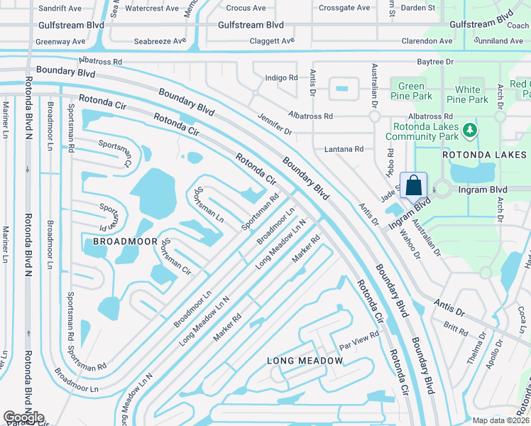 map of restaurants, bars, coffee shops, grocery stores, and more near 245 Sportsman Road in Rotonda West