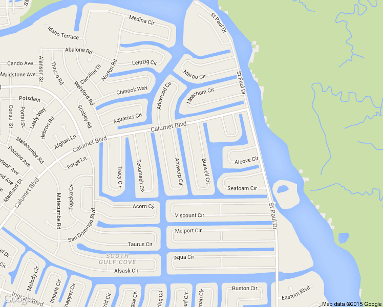 map of restaurants, bars, coffee shops, grocery stores, and more near Burwell Cir in Port Charlotte