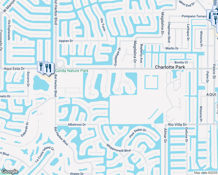 map of restaurants, bars, coffee shops, grocery stores, and more near 3314 Wood Thrush Drive in Punta Gorda