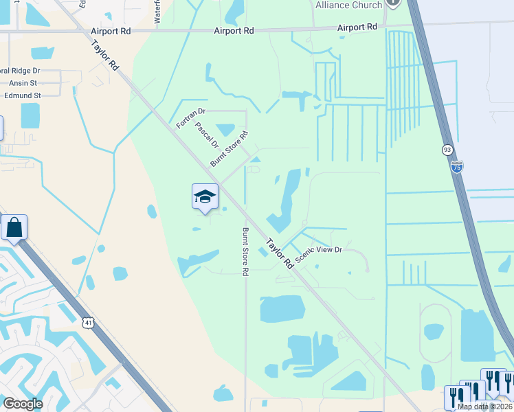 map of restaurants, bars, coffee shops, grocery stores, and more near 3436 Taylor Road in Punta Gorda