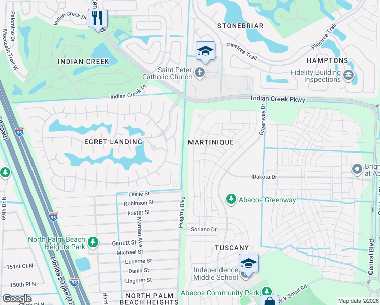 map of restaurants, bars, coffee shops, grocery stores, and more near 314 Caravelle Drive in Jupiter