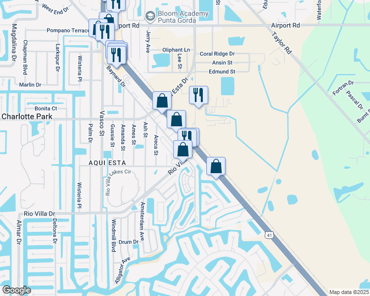 map of restaurants, bars, coffee shops, grocery stores, and more near 150 Rio Villa Drive in Punta Gorda