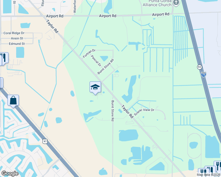 map of restaurants, bars, coffee shops, grocery stores, and more near 3436 Taylor Road in Punta Gorda
