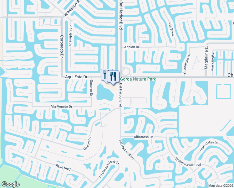 map of restaurants, bars, coffee shops, grocery stores, and more near 2001 Bal Harbor Boulevard in Punta Gorda