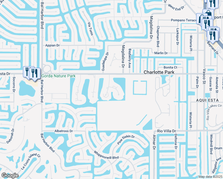 map of restaurants, bars, coffee shops, grocery stores, and more near 1340 Rock Dove Court in Punta Gorda