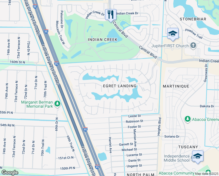 map of restaurants, bars, coffee shops, grocery stores, and more near 1103 Lakeshore Drive in Jupiter