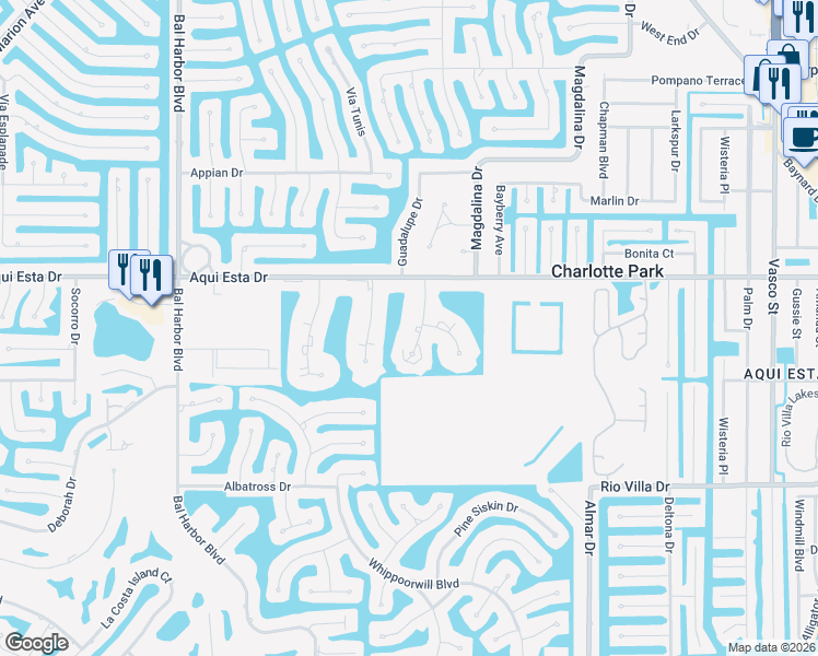 map of restaurants, bars, coffee shops, grocery stores, and more near 3245 White Ibis Court in Punta Gorda