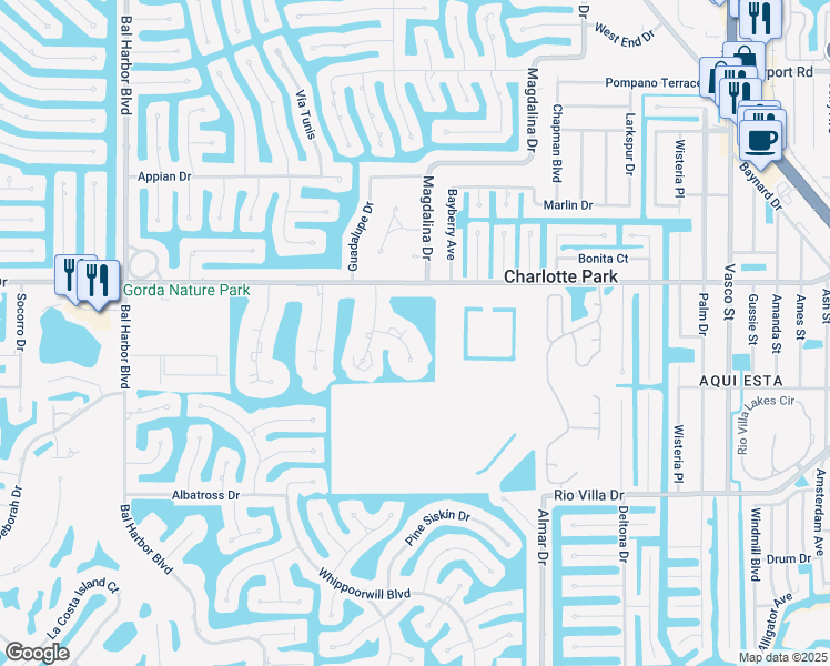 map of restaurants, bars, coffee shops, grocery stores, and more near 1344 Rock Dove Court in Punta Gorda