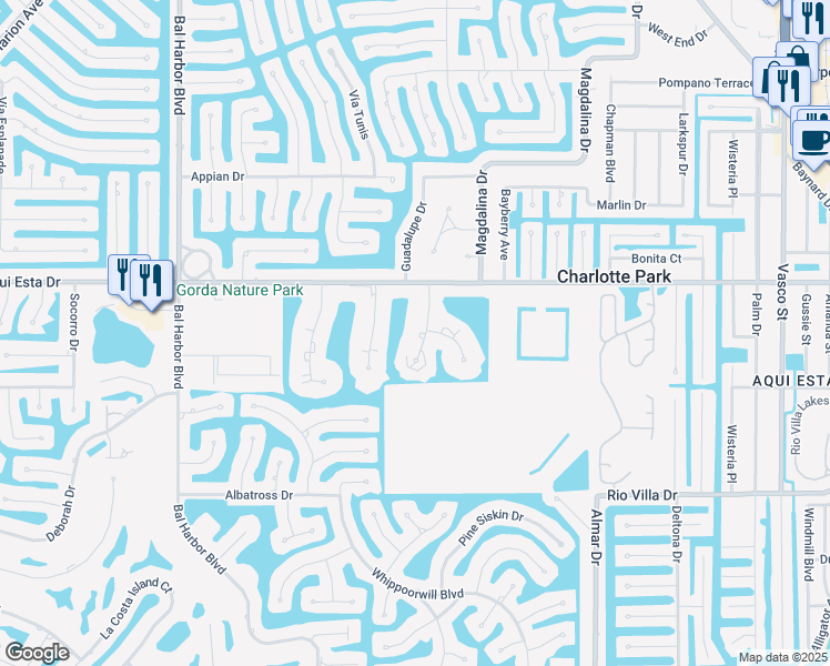 map of restaurants, bars, coffee shops, grocery stores, and more near 3245 White Ibis Court in Punta Gorda