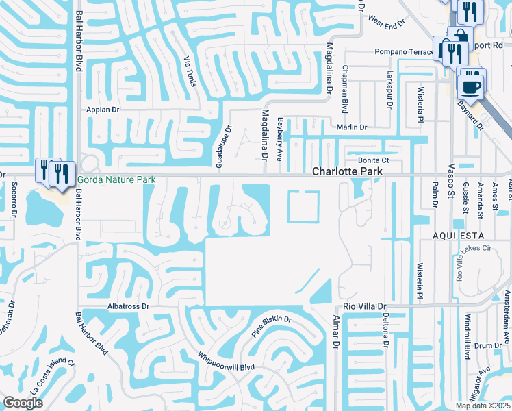 map of restaurants, bars, coffee shops, grocery stores, and more near 1344 Rock Dove Court in Punta Gorda