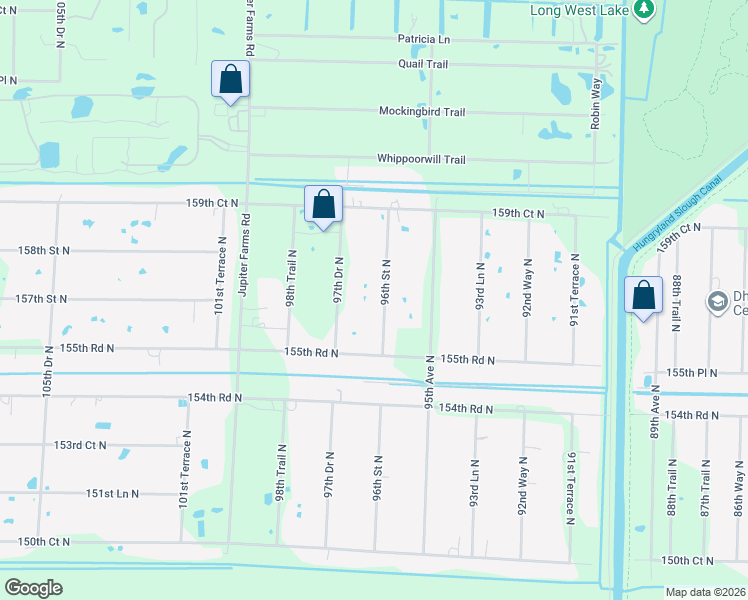 map of restaurants, bars, coffee shops, grocery stores, and more near 15693 96th Street North in Jupiter