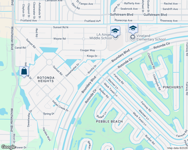 map of restaurants, bars, coffee shops, grocery stores, and more near 131 Bonita Drive in Rotonda West