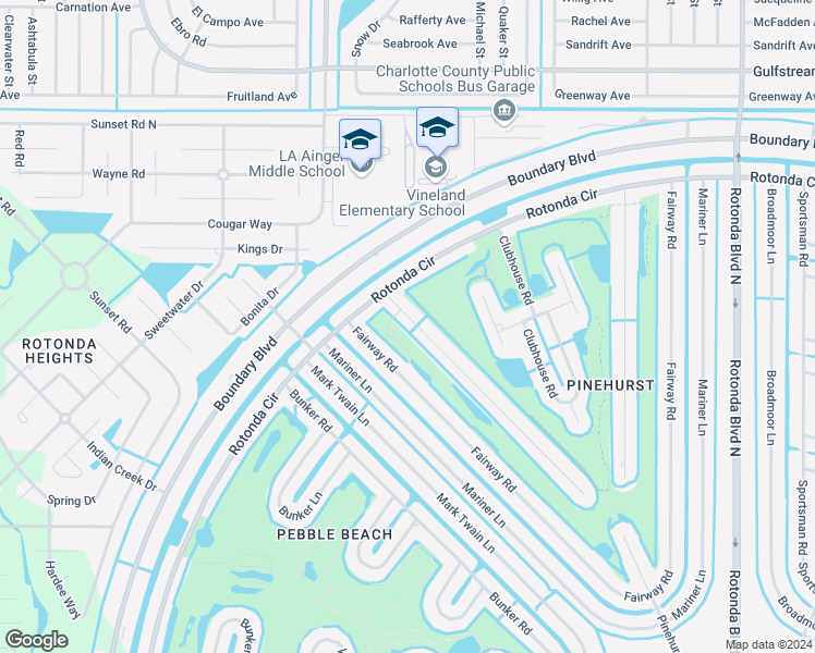 map of restaurants, bars, coffee shops, grocery stores, and more near 11 Pinehurst Court in Rotonda West