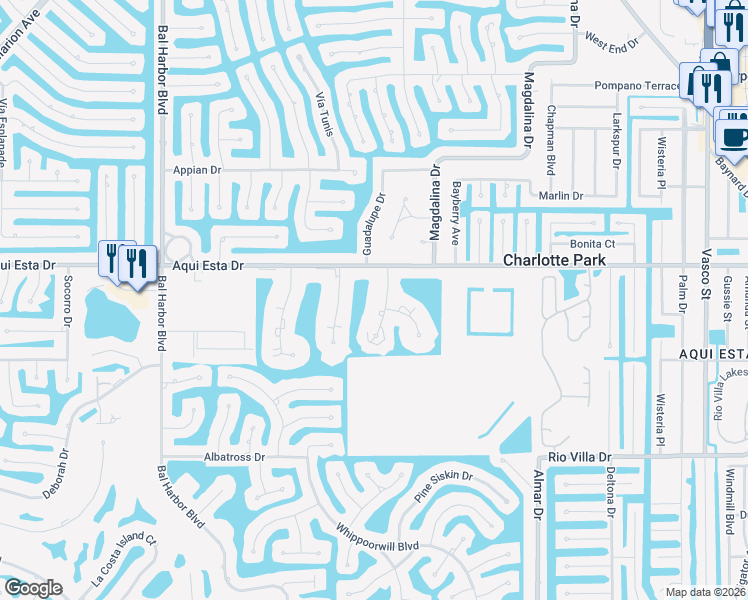 map of restaurants, bars, coffee shops, grocery stores, and more near 3245 White Ibis Court in Punta Gorda