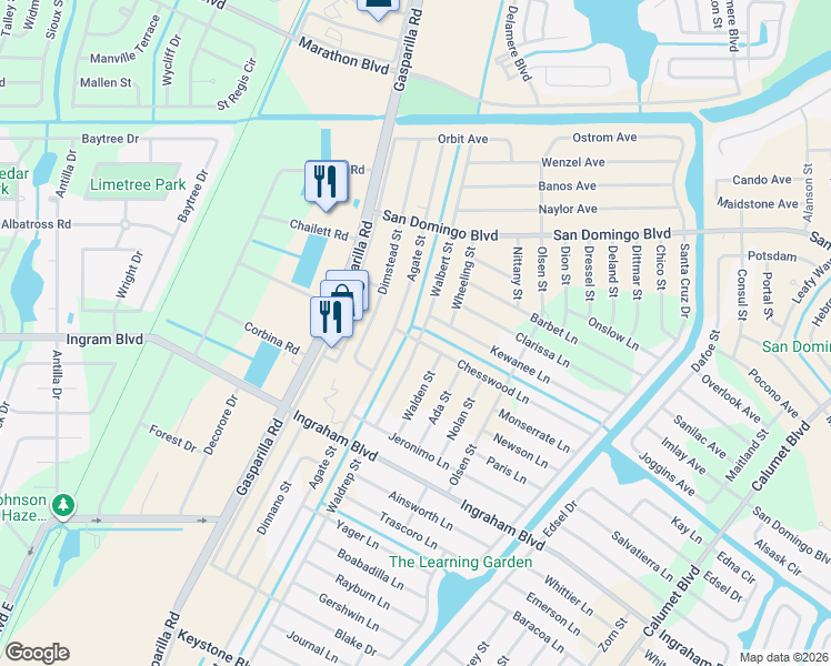 map of restaurants, bars, coffee shops, grocery stores, and more near 13914 Chesswood Lane in Port Charlotte