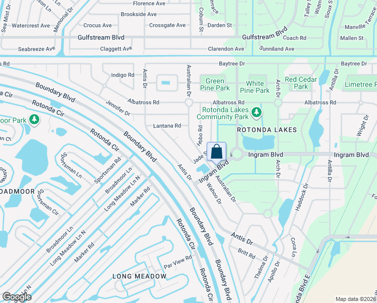 map of restaurants, bars, coffee shops, grocery stores, and more near 136 Jade Street in Rotonda West
