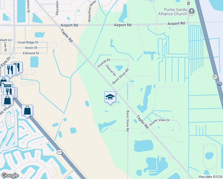 map of restaurants, bars, coffee shops, grocery stores, and more near 3211 Taylor Road in Punta Gorda