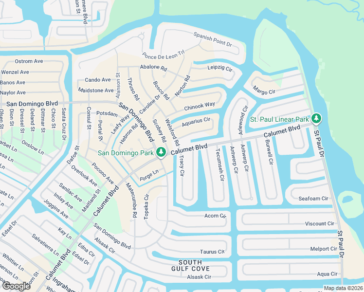 map of restaurants, bars, coffee shops, grocery stores, and more near 8934 Calumet Boulevard in Port Charlotte