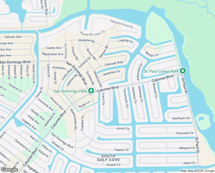 map of restaurants, bars, coffee shops, grocery stores, and more near 8934 Calumet Boulevard in Port Charlotte